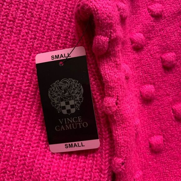 NWT Vince Camuto Women's Bobble Stitch Sleeve Sweater- Hot Pink SZ Small - Picture 6 of 9